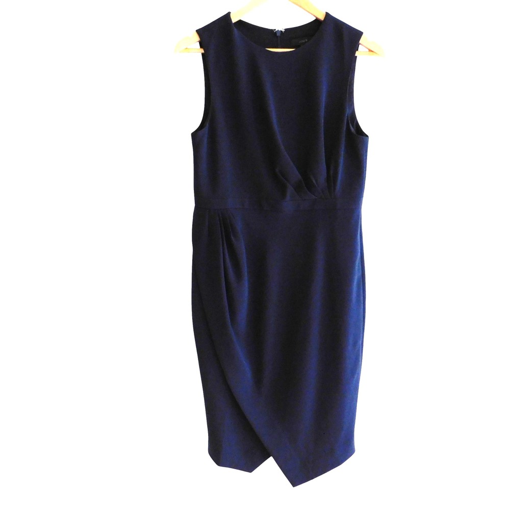 J. Crew Professionalโ Navy Blue Dress Sheath Sleeveless Petite Size 8 8P